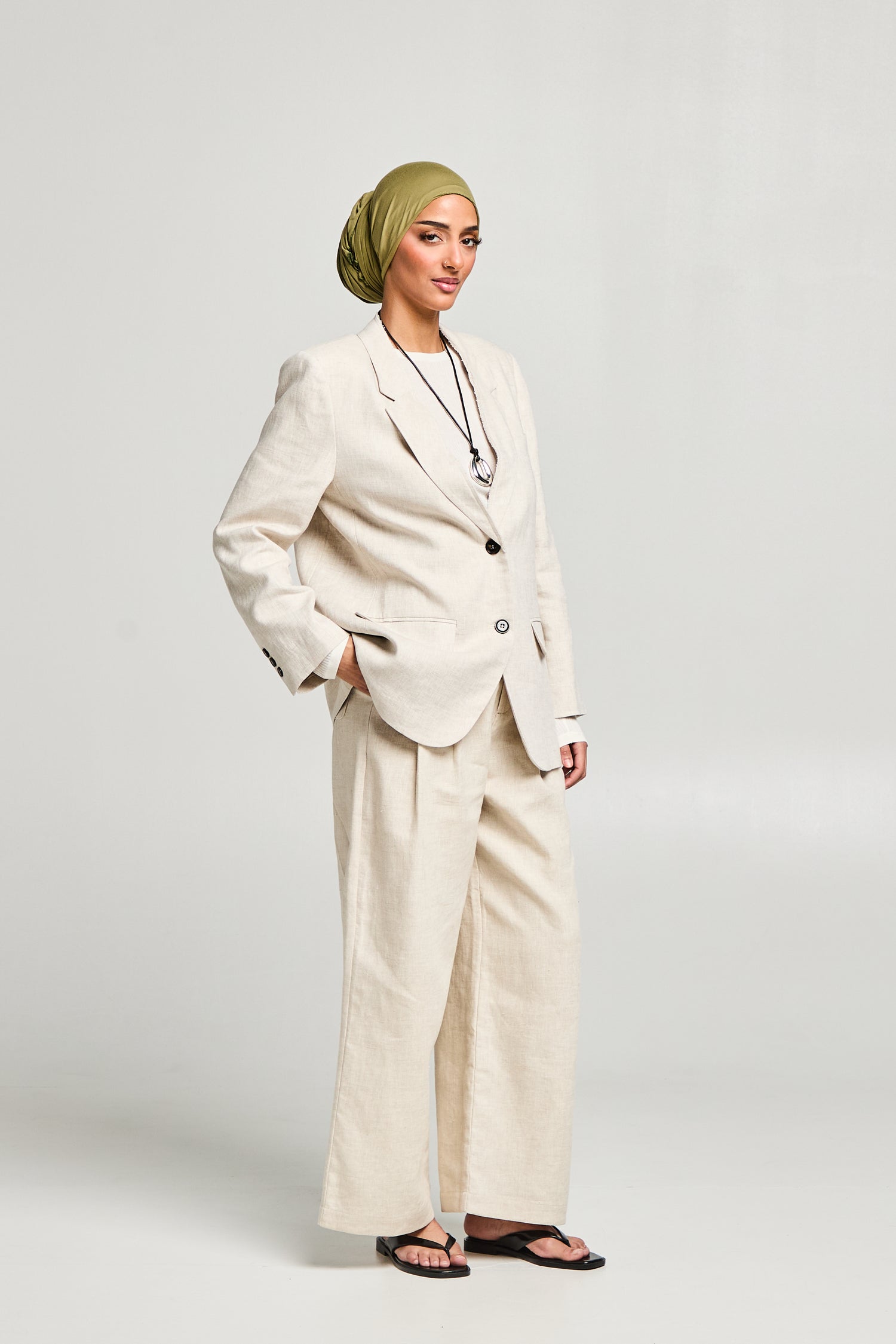 Blazer en lin naturel