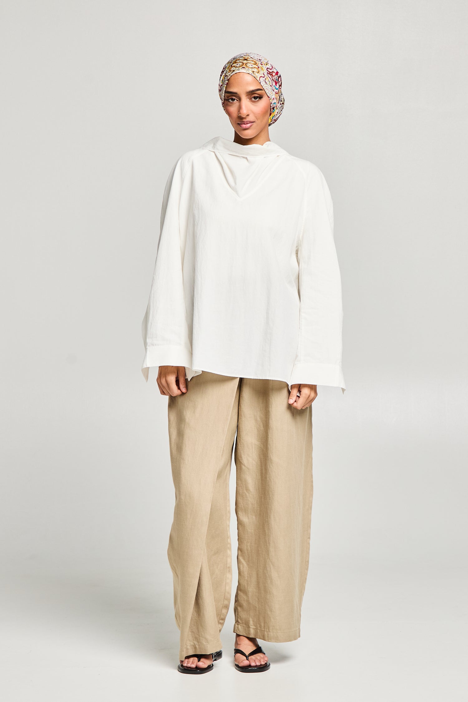 Blouse fluide col drapé