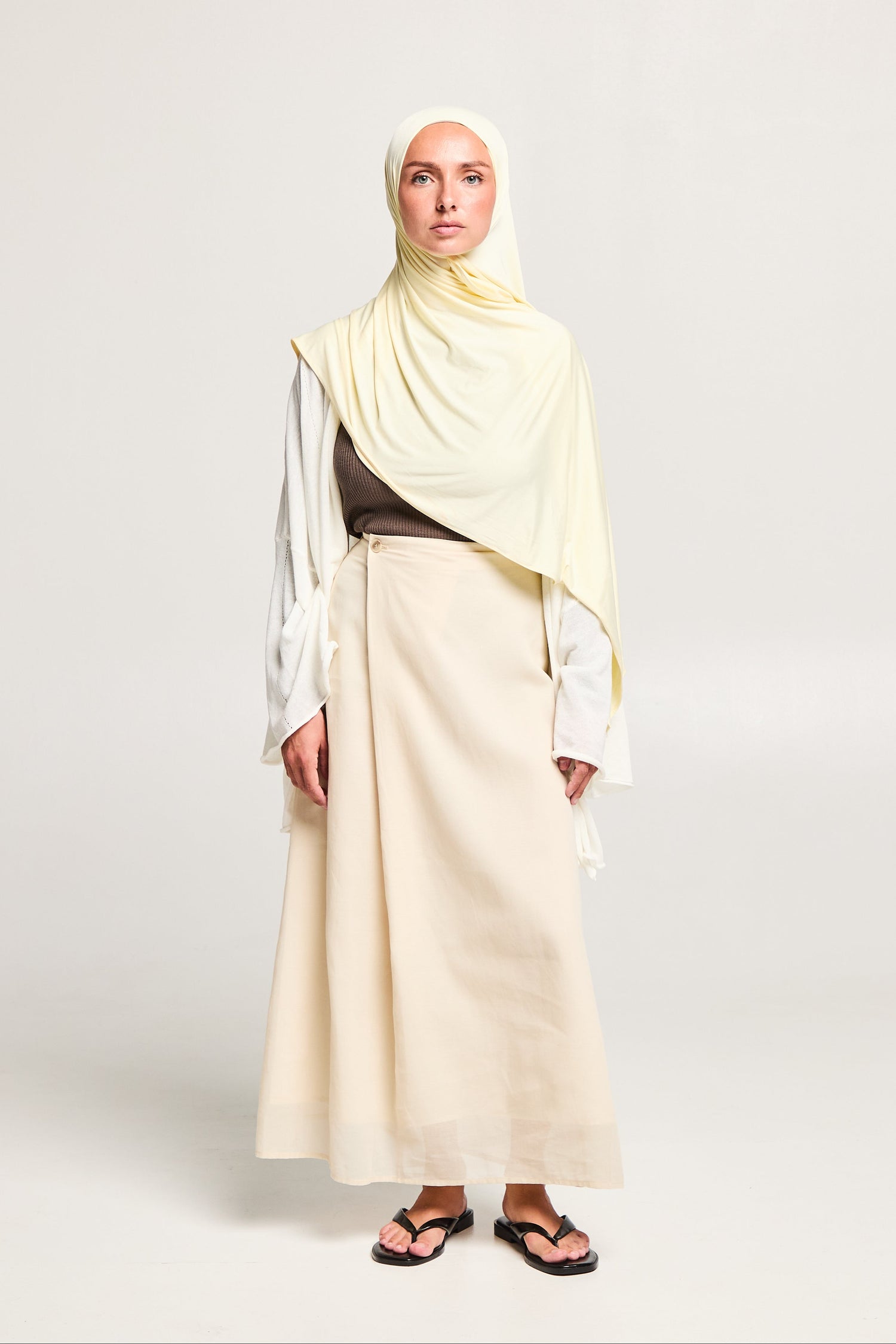 Jupe longue portefeuille en coton
