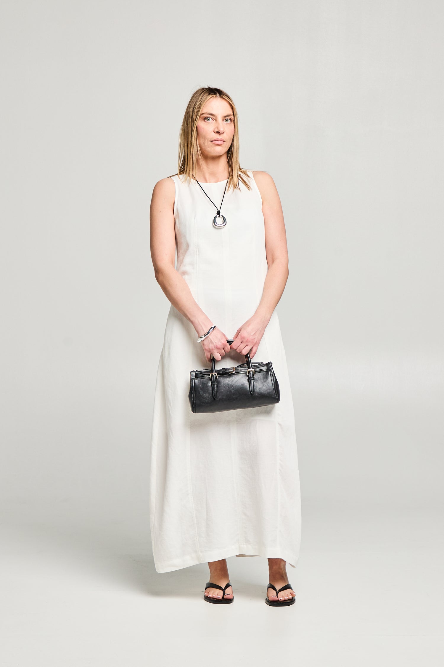 Robe longue en lin et lyocell