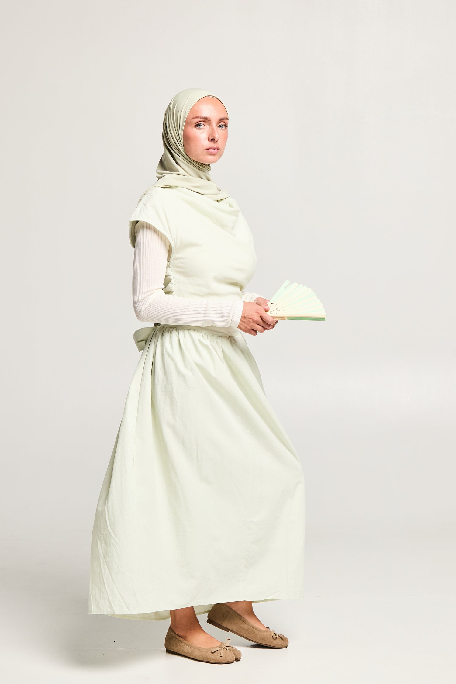 Robe longue ceinturée en lyocell