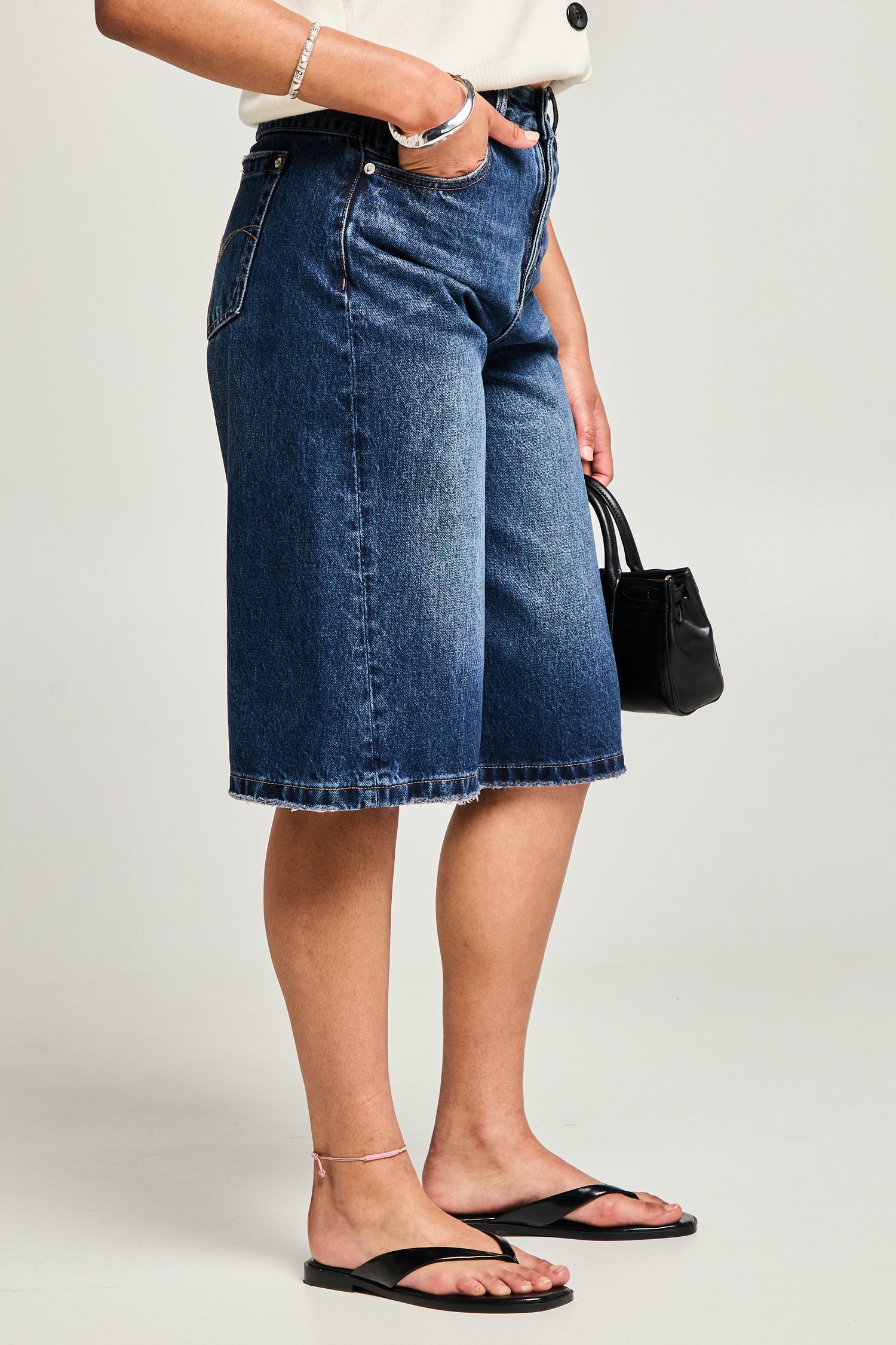 Short en denim coupe évasé