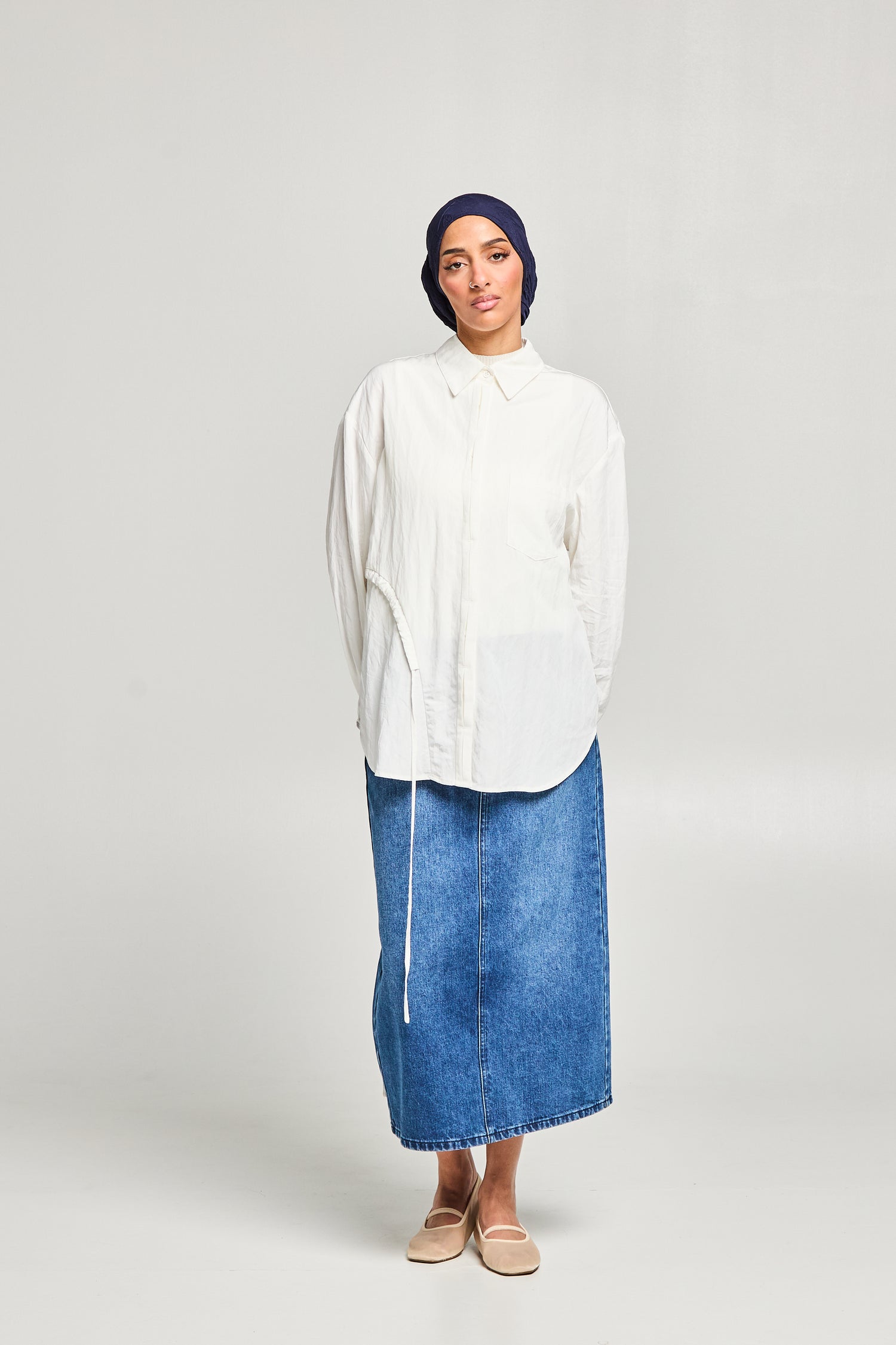 Chemise texturée à liens ajustables