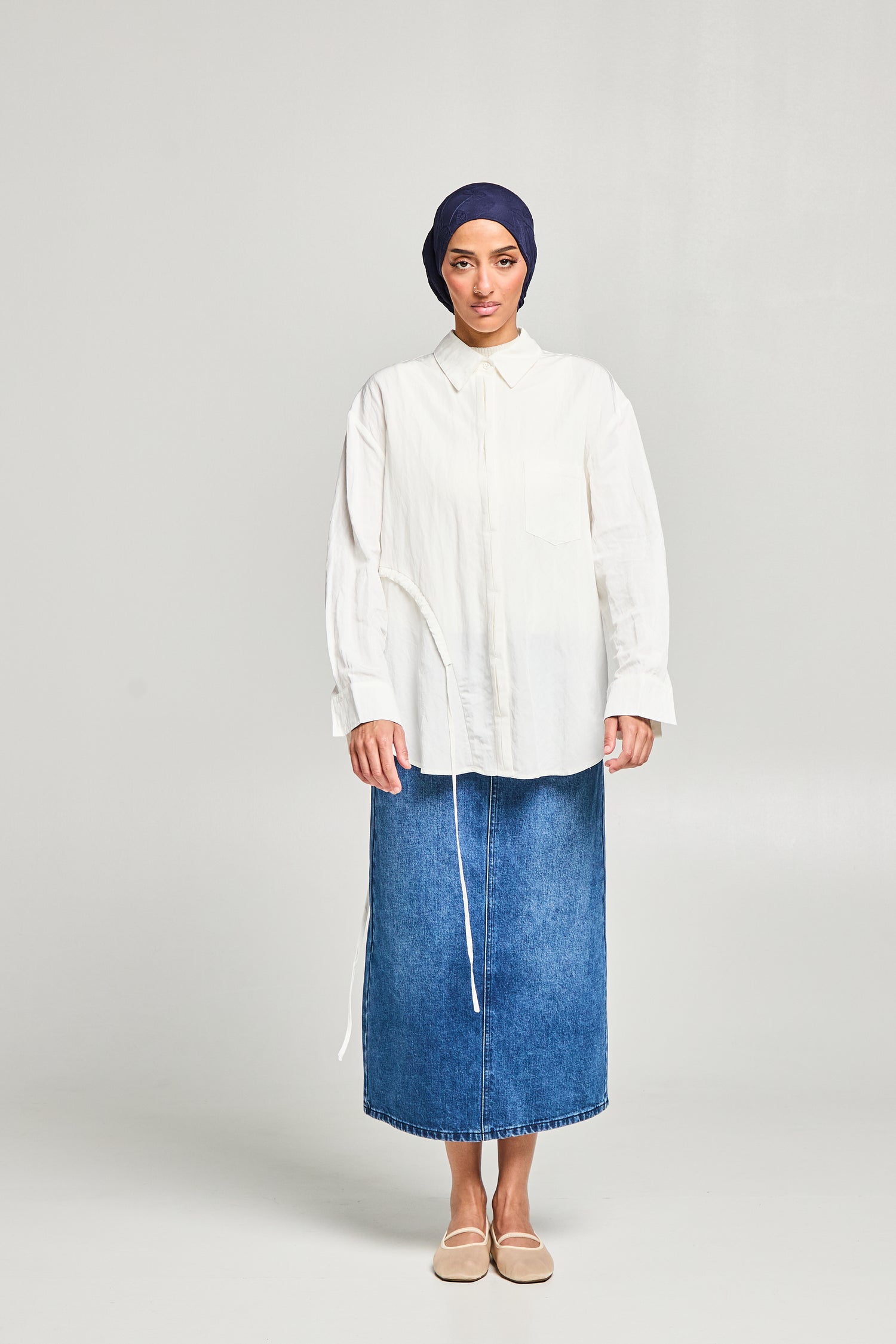 Jupe mi longue en denim