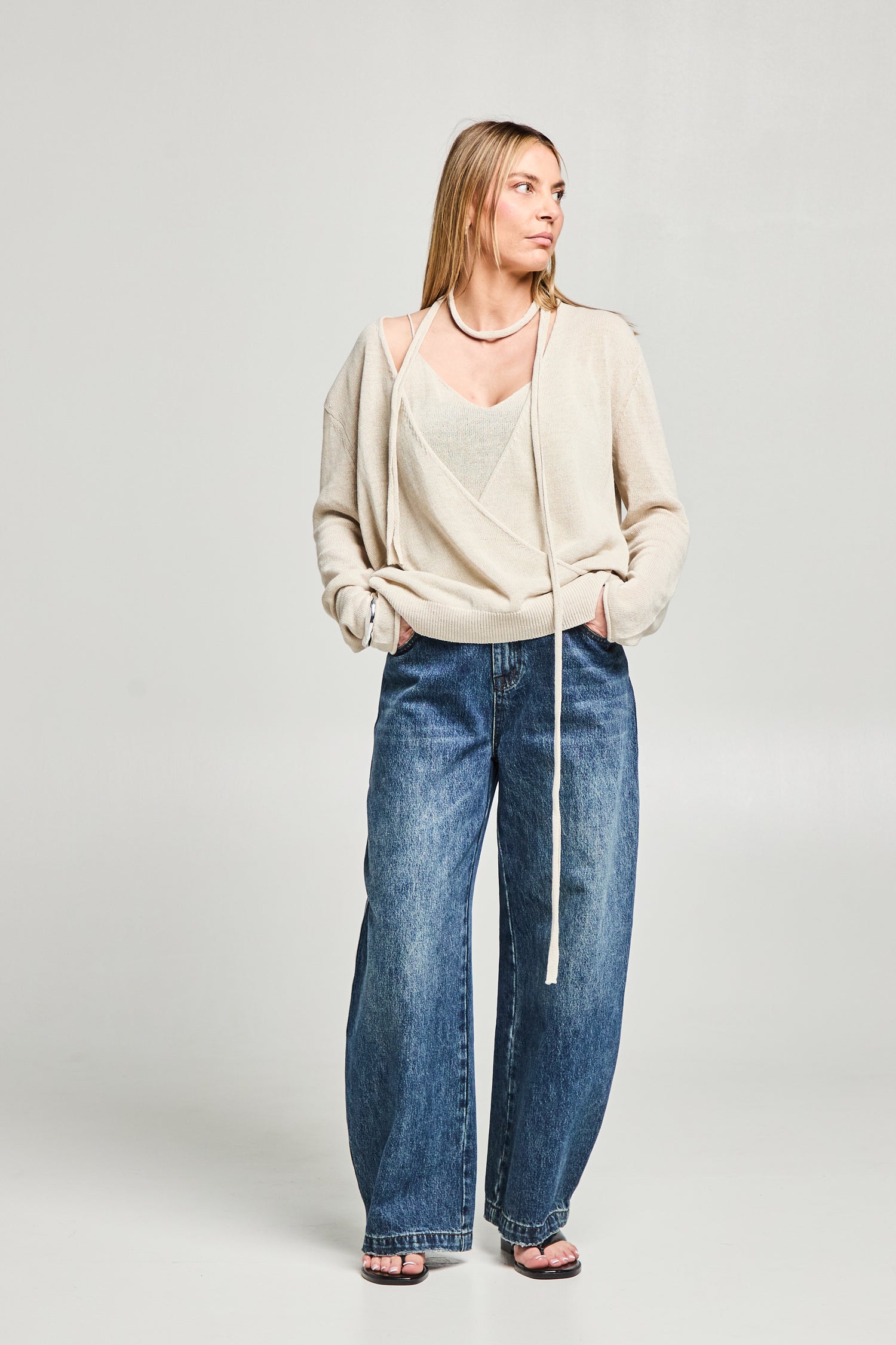 Jean large taille haute