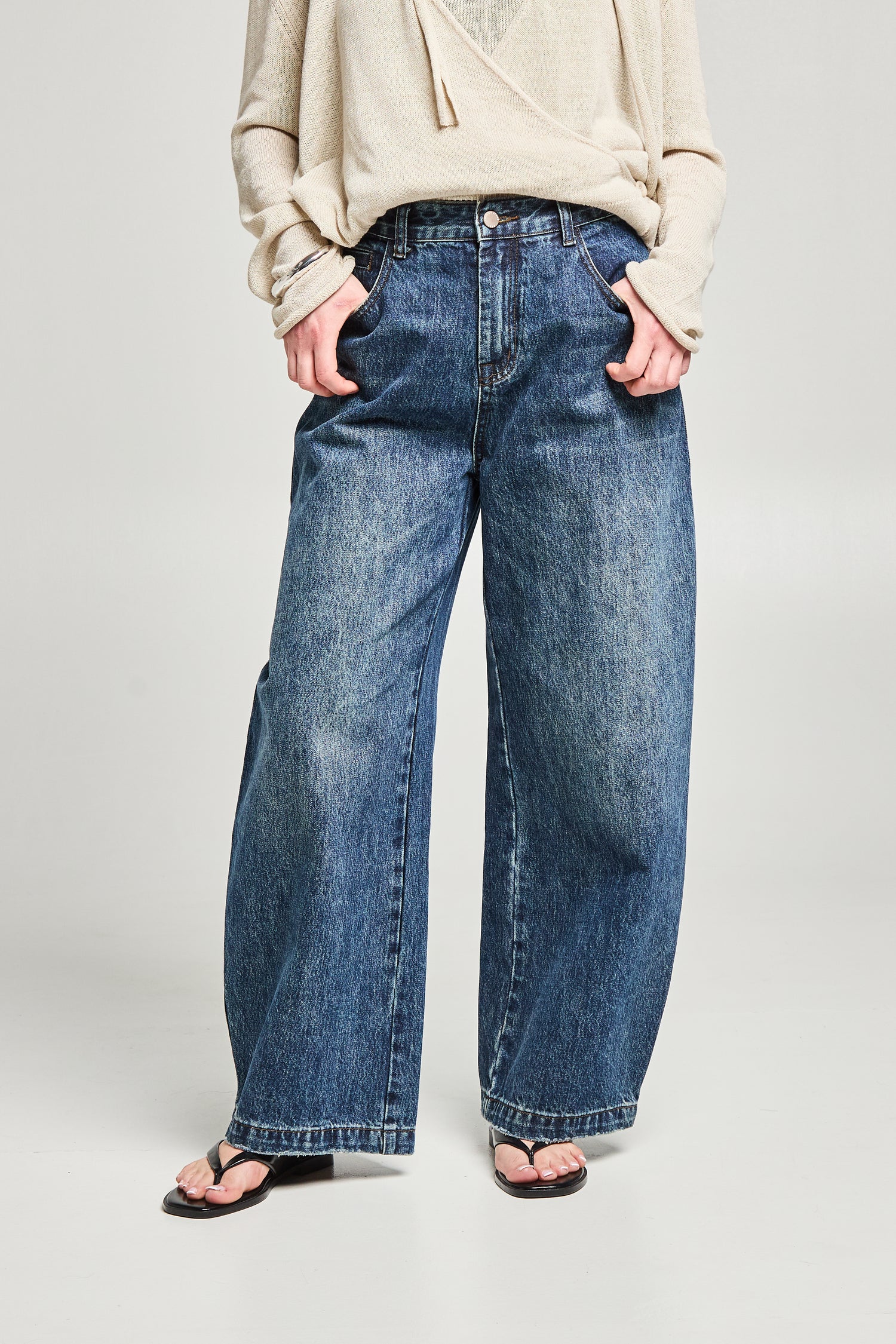Jean large taille haute