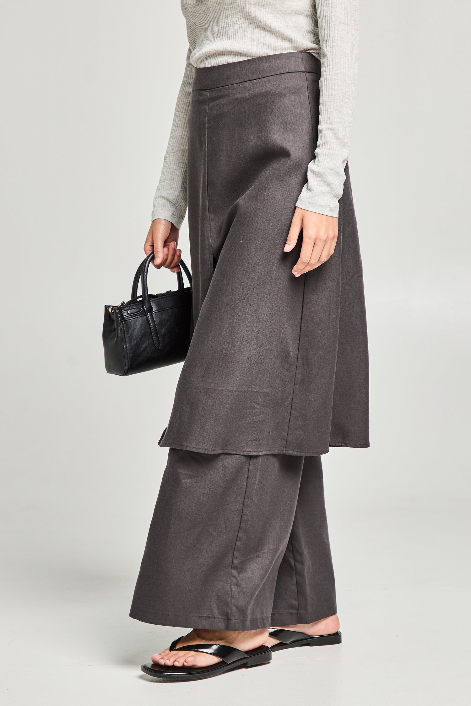 Pantalon jupe superposé en lyocell